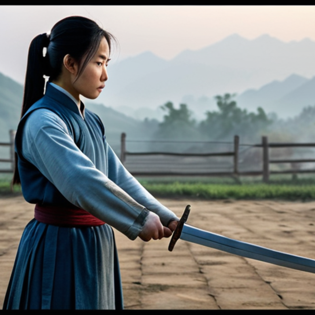 Mulan Preparing for Battle**

"A determined young woman, fully clothed in modest, practical training attire, practicing sword techniques in a training yard. The scene is set at dawn, with a misty background of the Chinese countryside. Perfect anatomy, correct proportions, natural pose, well-formed hands, proper finger count, safe for work, appropriate content, fully clothed, professional, family-friendly, high quality."

**