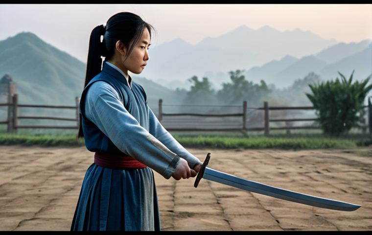 Mulan Preparing for Battle**
"A determined young woman, fully clothed in modest, practical training attire, practicing sword techniques in a training yard. The scene is set at dawn, with a misty background of the Chinese countryside. Perfect anatomy, correct proportions, natural pose, well-formed hands, proper finger count, safe for work, appropriate content, fully clothed, professional, family-friendly, high quality."
**